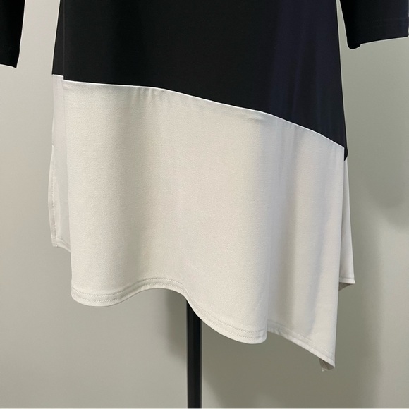 Sympli Color Block V-Neck Pullover Style 22269cb2 Asymmetrical Tunic Top - Picture 8 of 14